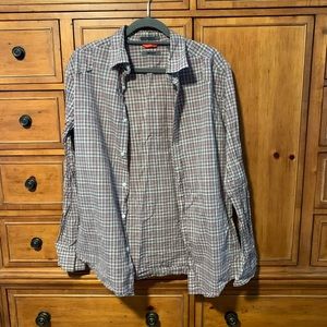 EUC DKNY plaid button down slim fit long sleeve shirt
